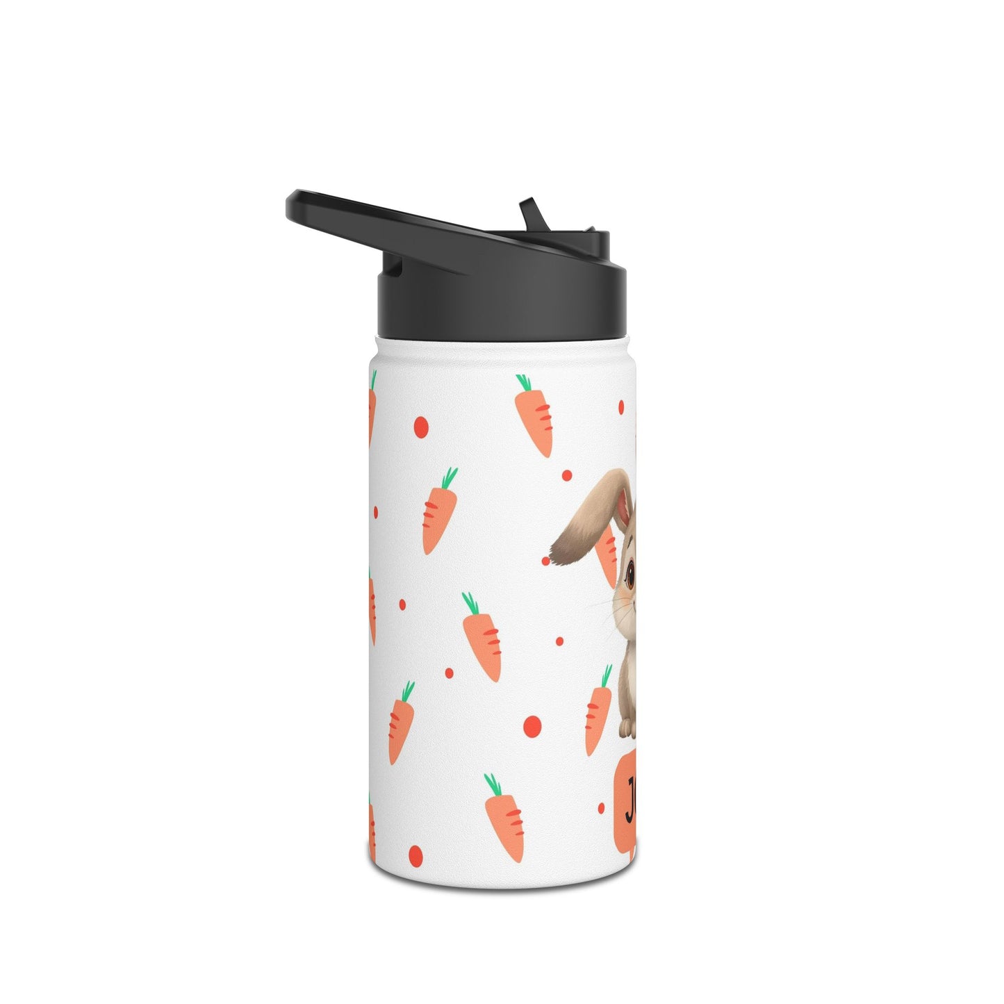 Pandarino Kinder-Wasserflasche aus Edelstahl mit Strohhalm, Hase, 355 ml, Thermosflasche, isolierte Wasserflaschen für Jungen, Mädchen