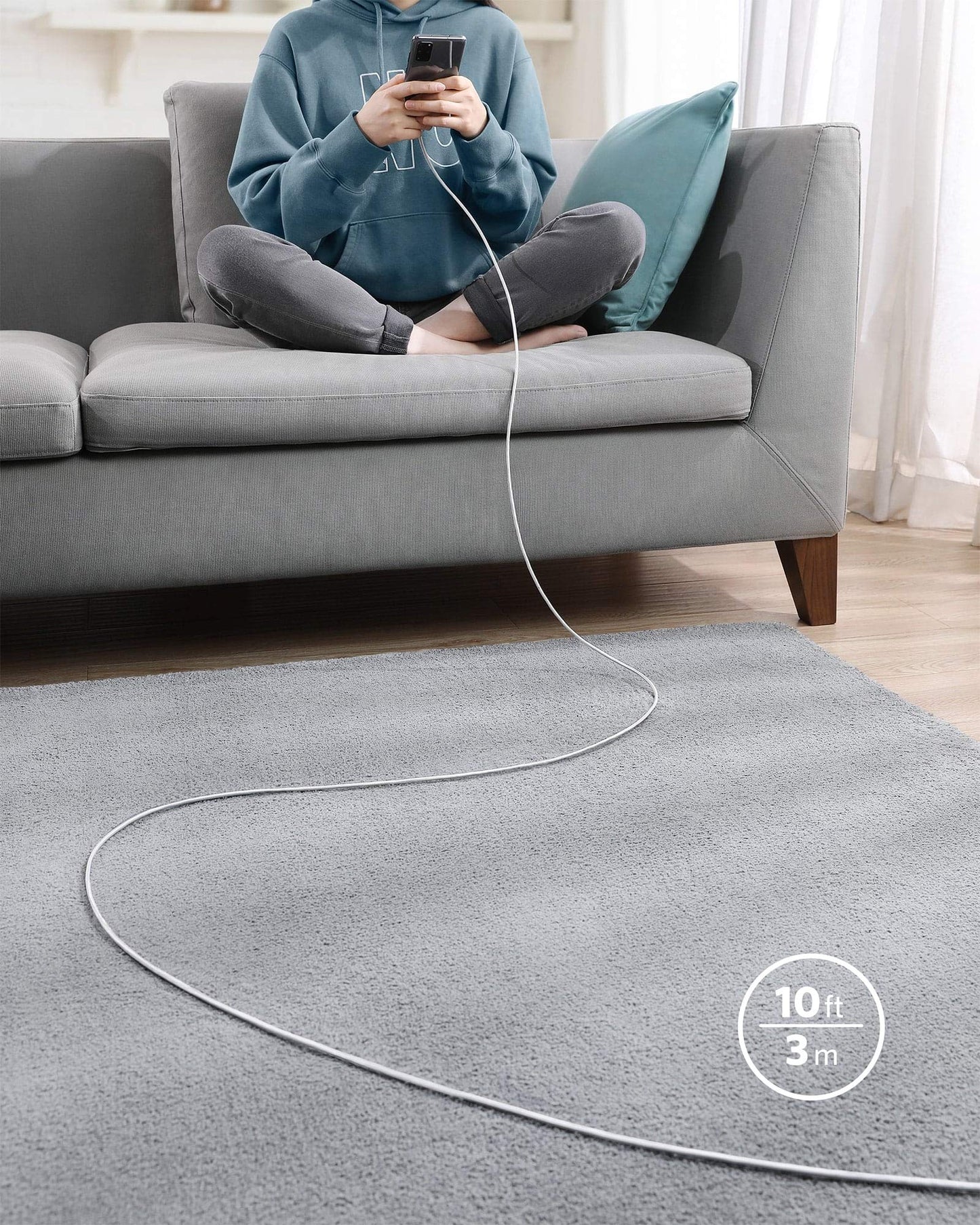Anker Nylon USB-C to USB-C Charging Cable 2.0, 100W Type-C Charging Cable, 3m Long, Fast Charging for iPad Mini 6. Gen, MacBook Pro 2020, iPad Pro 2020, iPad Air 4, Galaxy S20 Plus S9, Pixel, Switch