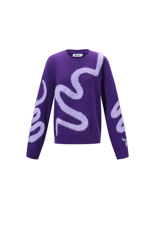 Knitted Polyester Fiber Women's Knit Sweaters Casual Color Clash