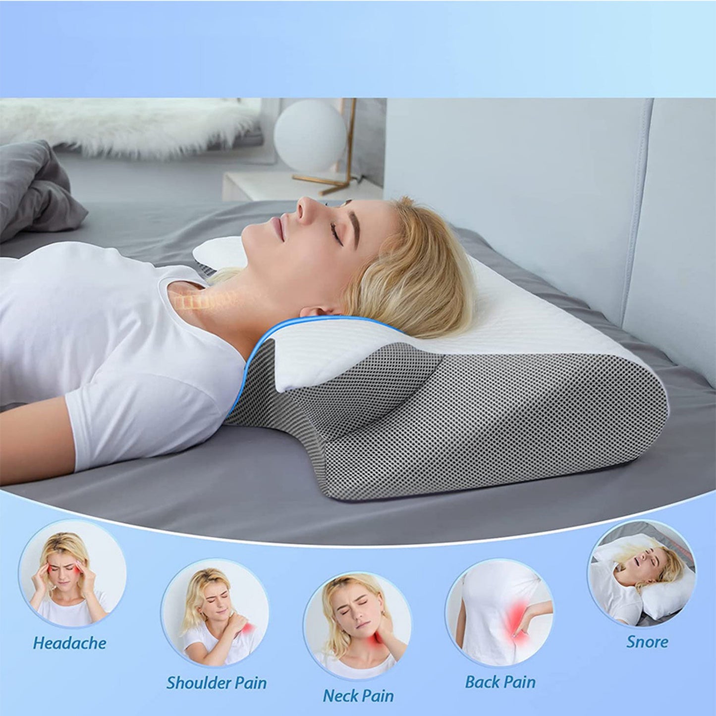 Orthopädisches Memory Pillow für besseren Schlaf – Nackenstützkissen für Rücken-, Seiten- und Bauchschläfer