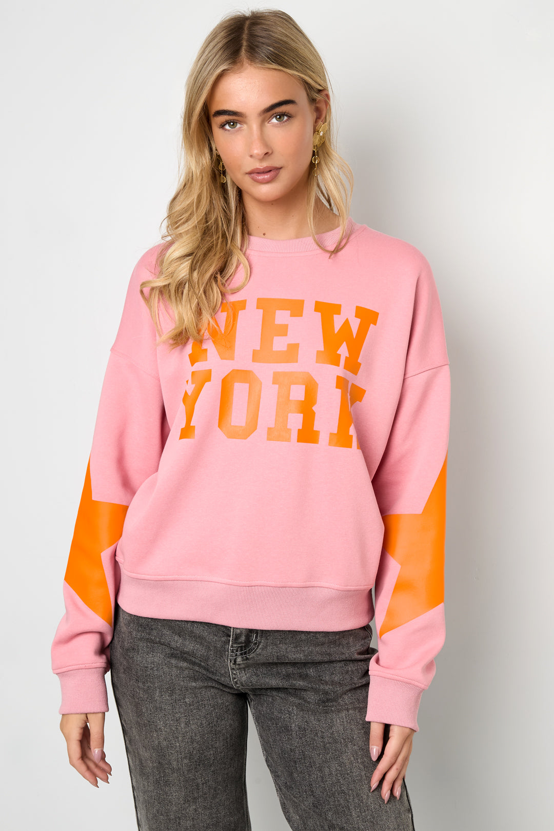 Knitted Cotton Women's Long Sleeve Top Casual Letters