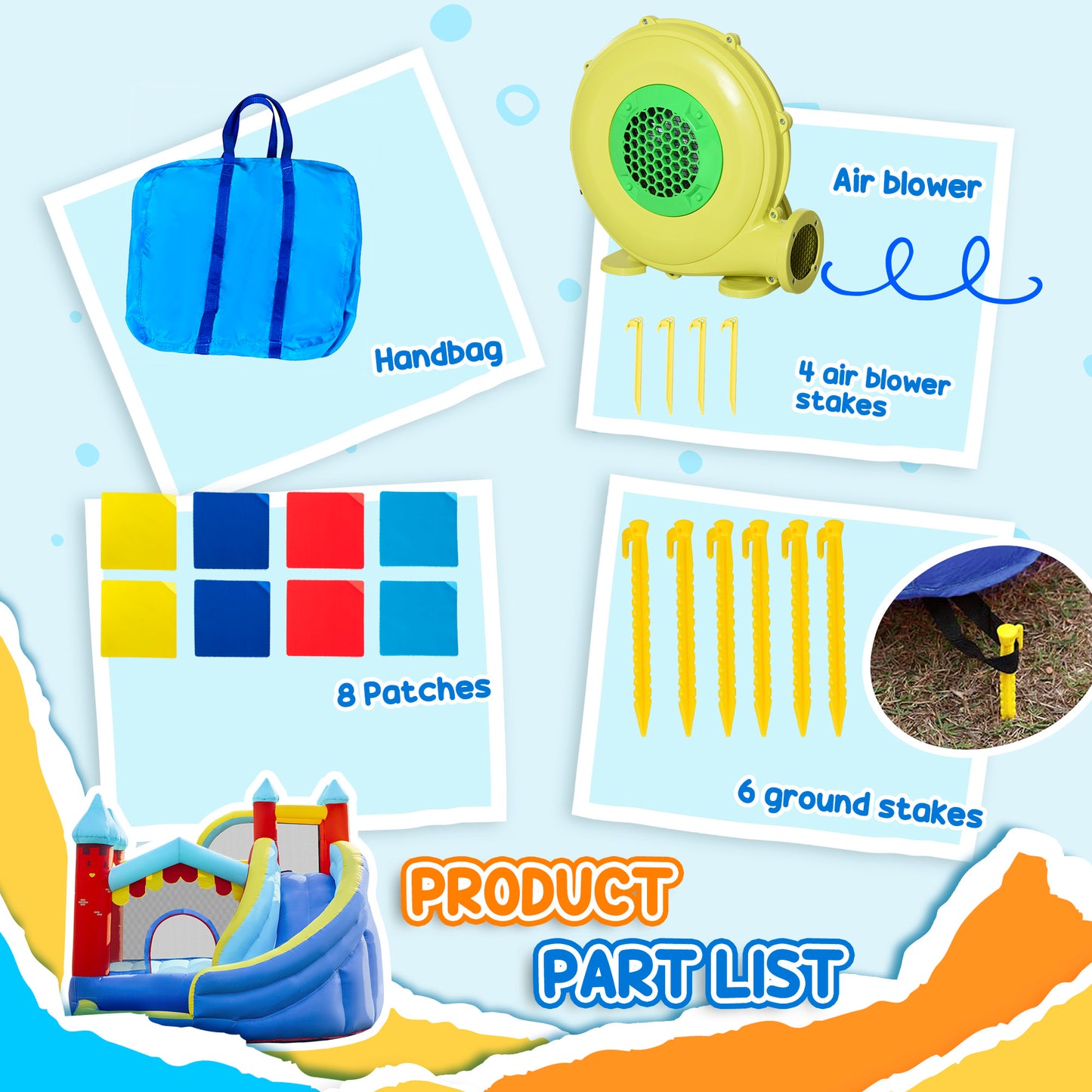 Vielseitige Kinder-Hüpfburg – Rutsche, Pool, Trampolin & Kletterwand für endlosen Spielspaß!