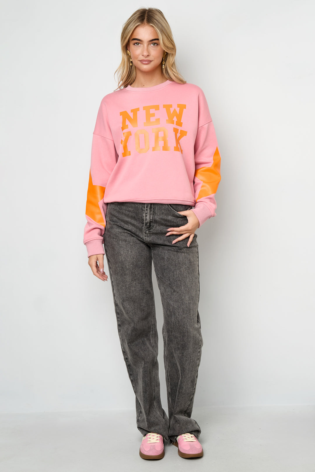 Knitted Cotton Women's Long Sleeve Top Casual Letters