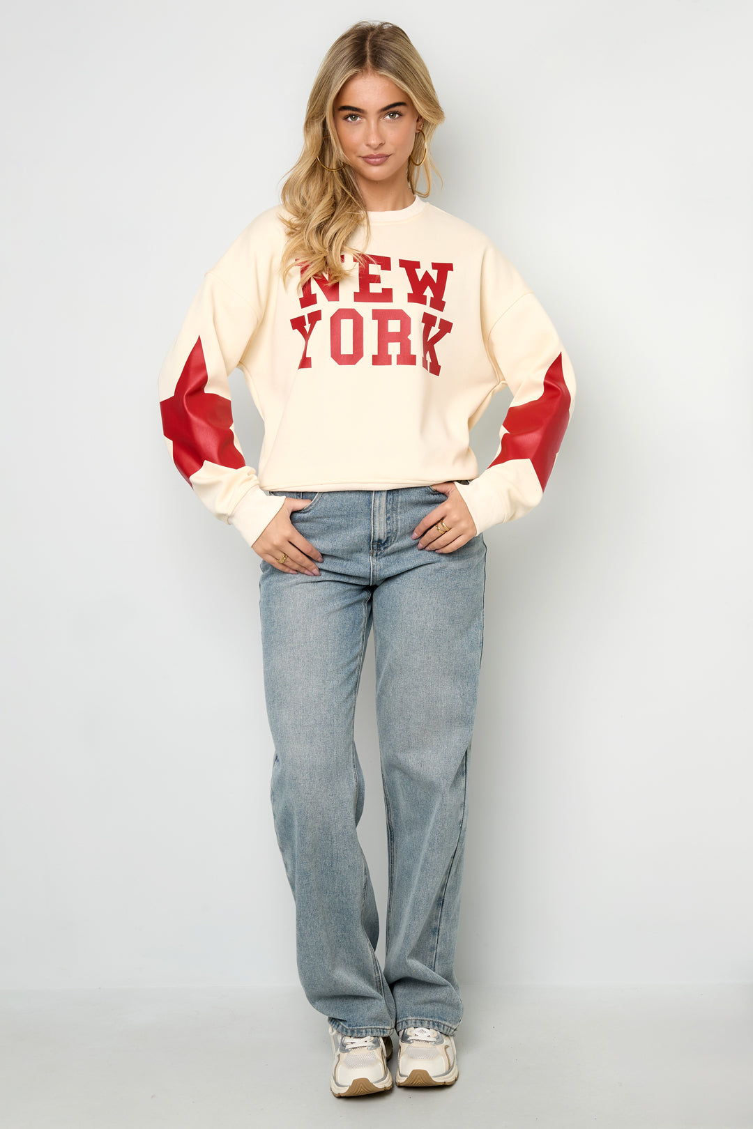 Knitted Cotton Women's Long Sleeve Top Casual Letters