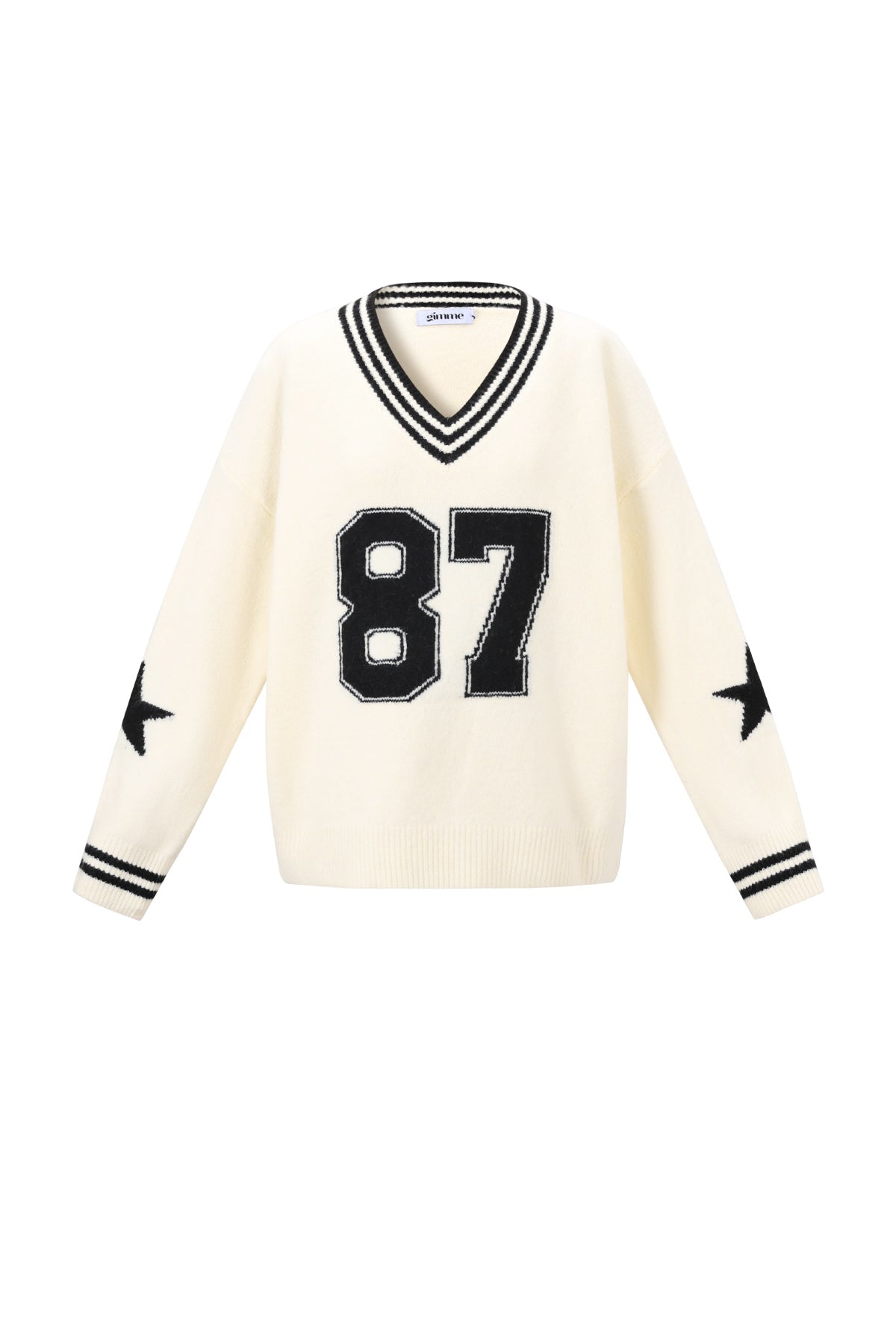 Knitted Polyester Fiber Women's V-Neck Sweater Casual Color Clash