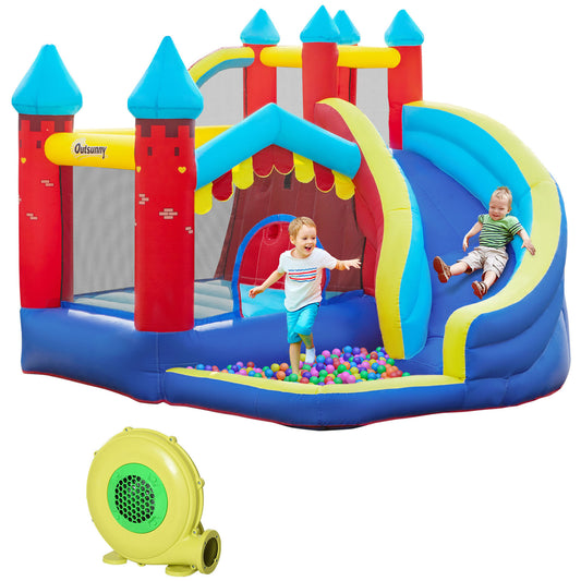 Vielseitige Kinder-Hüpfburg – Rutsche, Pool, Trampolin & Kletterwand für endlosen Spielspaß!